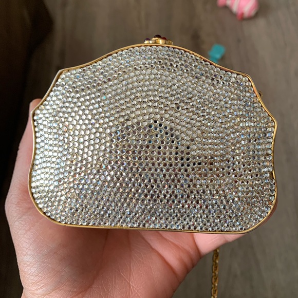 Authentic Judith Leiber Fullbead Minaudiere Evening Clutch Shoulder Crossbody - Picture 7 of 16